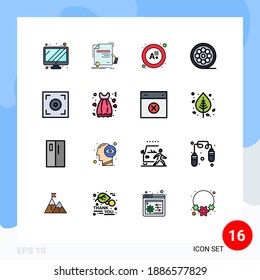 16 Universal Flat Color Filled Line Signs Symbols of video; cinema; exam; web; line Editable Creative Vector Design Elements