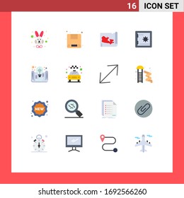 16 Universal Flat Color Signs Symbols of idea; file; world; document; safe Editable Pack of Creative Vector Design Elements