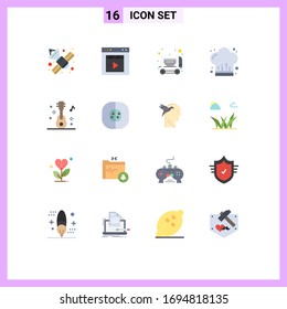 16 Universal Flat Color Signs Symbols of audio; kitchen; interface; cook; mixer Editable Pack of Creative Vector Design Elements