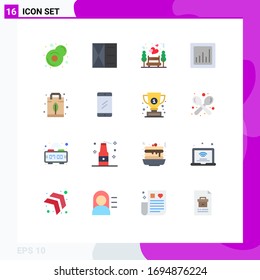16 Universal Flat Color Signs Symbols of bag; leaf; nature; energy; chart Editable Pack of Creative Vector Design Elements