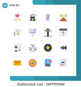 16 Universal Flat Color Signs Symbols of appliances; register; music; medical; award Editable Pack of Creative Vector Design Elements