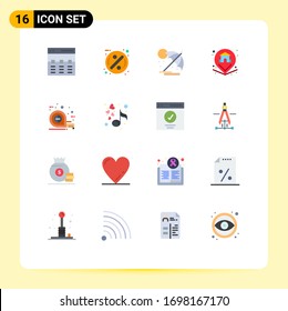 16 Universal Flat Color Signs Symbols of measuring; property; sale; pin; vacation Editable Pack of Creative Vector Design Elements