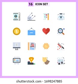 16 Universal Flat Color Signs Symbols of ecommerce; cash; hospital; medicine; medical Editable Pack of Creative Vector Design Elements