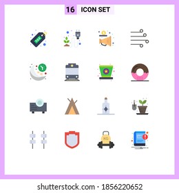 16 Universal Flat Color Signs Symbols of weather; blow; herb; air; promote Editable Pack of Creative Vector Design Elements