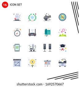 16 Colores planos universales configurados para logística de aplicaciones web y móviles; rápido; iftar; dieta; paquete editable prohibido de elementos de diseño de vectores creativos