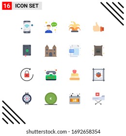 16 universelle Flachfarben für Web- und Mobile-Anwendungen quran; Lösung; Krone; Hand; Business Editable Paket mit kreativen Vektorillustration Design Elements