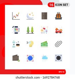 16 Universal Flat Colors Set for Web and Mobile Applications gym; handwatch; home; school; bag Editable Pack of Creative Vector Design Elements
