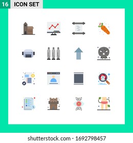 16 Universal Flat Colors Set for Web and Mobile Applications belt; nutrition; screen; food; carrot Editable Pack of Creative Vector Design Elements