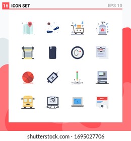 16 Universal Flat Colors Set for Web and Mobile Applications cooling; computer; email campaign; soap; liquid Editable Pack of Creative Vector Design Elements