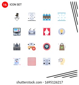 16 Universal Flat Colors Set for Web and Mobile Applications monitor; waves; power; water; table Editable Pack of Creative Vector Design Elements