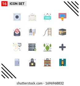 16 Universal Flat Colors Set for Web and Mobile Applications virus; email; open; diploma; certificate Editable Pack of Creative Vector Design Elements