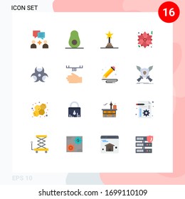 16 Universal Flat Colors Set for Web and Mobile Applications bath; physic; lifetime achievements; education; poinsettia Editable Pack of Creative Vector Design Elements