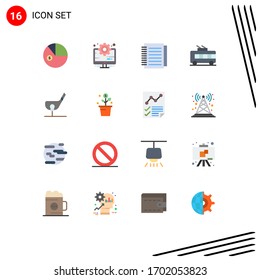 16 Universal Flat Colors Set for Web and Mobile Applications ball; trolley bus; note; trolley; bus Editable Pack of Creative Vector Design Elements