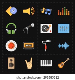 16 universal flat music icons