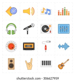 16 universal flat music icons