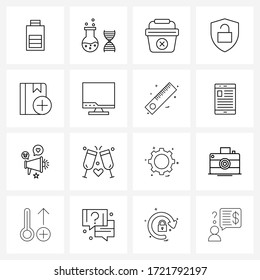 16 Universelles Line Icon Pixel Perfect Symbole des Computers; Bildung; elektronischer Geschäftsverkehr; Buch; sichere Vektorgrafik