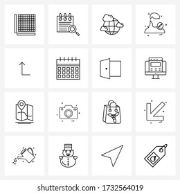 16 Universal Line Icon Pixel Perfect Symbols of direction; weather; ladies; profile Vector Illustration