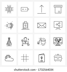 16 Universal Line Icon Pixel Perfect Symbols of vole; music; arrow; music; present box Vector Illustration