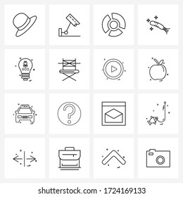 16 Universal Line Icons for Web and Mobile idea; science; safe; space; presentation Vector Illustration