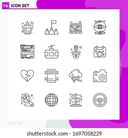 16 Universal Outline Signs Symbols of module; rack; laptop; vision; monitoring Editable Vector Design Elements