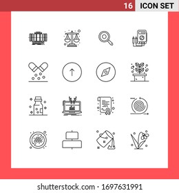 16 Universal Outline Signs Symbols of capsule; digital; pan; watt; voltmeter Editable Vector Design Elements