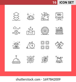 16 Universal Outline Signs Symbols of holiday; education; cup; arrow; laptop Editable Vector Design Elements