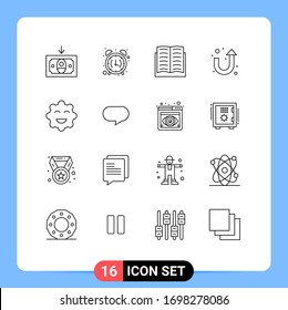 16 Universal Outline Signs Symbols of emojis; cookie; achievement; u turn; arrow Editable Vector Design Elements