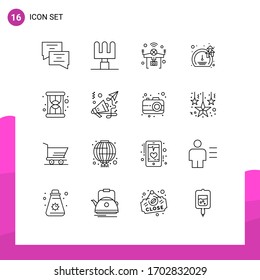 16 Universal Outline Signs Symbols of business; loading; things; hourglass; speed Editable Vector Design Elements