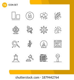 16 Universal Outline Signs Symbols of science; data; day; computing; cake Editable Vector Design Elements