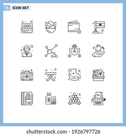 16 Universal Outline Signs Symbols of logistic; customer; add; india; country Editable Vector Design Elements