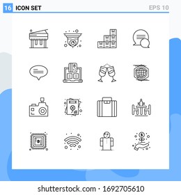 16 Universal Outlines Set for Web and Mobile Applications payment; financial; boxes; cash; messages Editable Vector Design Elements