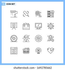 16 Universal Outlines Set for Web and Mobile Applications easel; blackboard; find; server download; download Editable Vector Design Elements