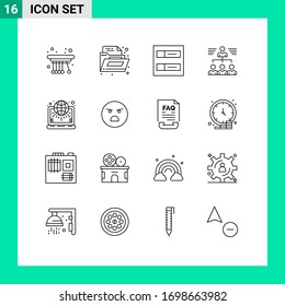 16 Allgemeine Rahmenvorgaben für die Einstellungen für Web- und Mobile-Anwendungen; Globus; Gitter; Gruppe; Teamwork Bearbeitbare Design-Elemente für Vektorillustrationen
