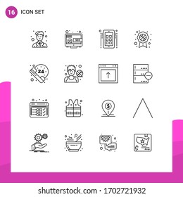 16 servicios de líneas directas universales para aplicaciones web y móviles; horas; comercialización; placa de reconocimiento; materiales de diseño de vectores editables de distintivos de premio