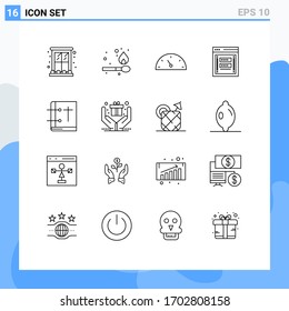 16 Universal Outlines Set For Web And Mobile Applications Christian; Phishing; Gauge; Password; Link Editable Vector Design Elements