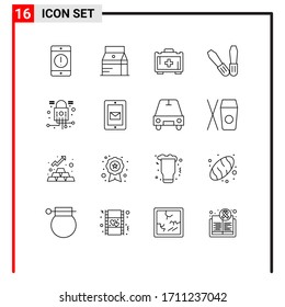 16 Universal Outlines Set for Web and Mobile Applications network; cyber; juice; tools; motivation Editable Vector Design Elements