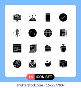 16 Universal Solid Glyph Signs Symbols of tick; check; computers; arrows; smart phone Editable Vector Design Elements