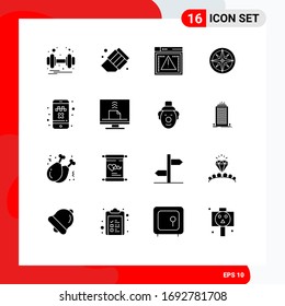 16 Universal Solid Glyph Signs Symbols of cancel ride; position; computing; navigator; location Editable Vector Design Elements