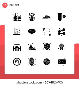 16 Universal Solid Glyph Signs Symbols of graph; science; valentine's day; minus; nature Editable Vector Design Elements
