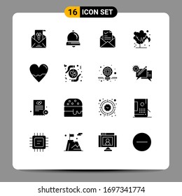 16 Universal Solid Glyph Signs Symbols of pollution; environment; christmas bell; energy; tick Editable Vector Design Elements