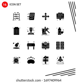 16 Universal Solid Glyph Signs Symbols of recycle; back to school; chart; education; navigation Editable Vector Design Elements