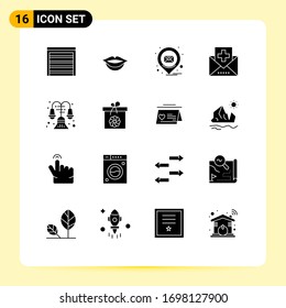16 Universal Solid Glyph Signs Symbols of interior; decorate; pin; medicine; health Editable Vector Design Elements