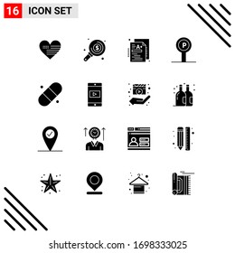 16 Universal Solid Glyph Signs Symbols of medical; sign; test; service; hotel Editable Vector Design Elements