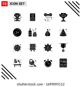 16 Universal Solid Glyph Signs Symbols of cup; achievement; monitor; scary; halloween Editable Vector Design Elements