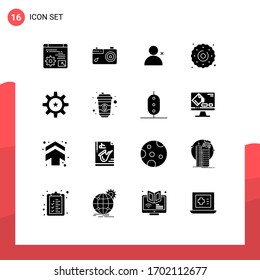 16 Universal Solid Glyph Signs Symbols of management; hr; discover people; sweets; dessert Editable Vector Design Elements