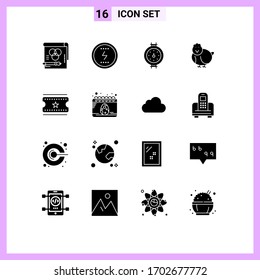 16 Universal Solid Glyph Signs Symbols of cinema tickets; baby; seo; easter; pipe Editable Vector Design Elements
