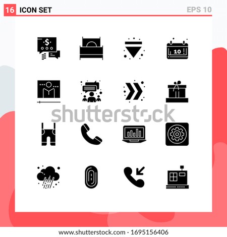 16 Universal Solid Glyph Signs Symbols of display; season; arrow; october; autumn Editable Vector Design Elements