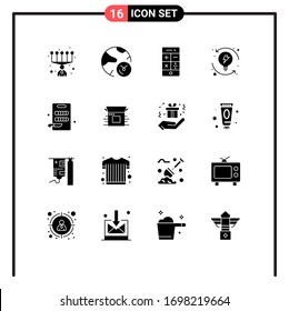 16 Universal Solid Glyphs Set for Web and Mobile Applications cutting; system; calculator; progression; development Editable Vector Design Elements