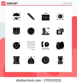 16 Universal Solid Glyphs Set for Web and Mobile Applications cabinet; returning visiter; and; visiter; shop Editable Vector Design Elements