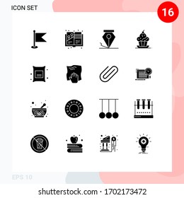 16 Universal Solid Glyphs Set for Web and Mobile Applications branch; thanksgiving; freeform; sweet; dessert Editable Vector Design Elements